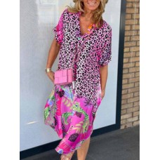Fashion Print Half-Open Neck Leopard Print Dress Women