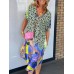 Fashion Print Half-Open Neck Leopard Print Dress Women