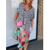 Fashion Print Half-Open Neck Leopard Print Dress Women