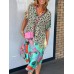 Fashion Print Half-Open Neck Leopard Print Dress Women