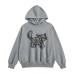 Retro cat graffiti printed hooded sweatshirt