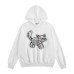 Retro cat graffiti printed hooded sweatshirt