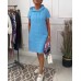 Casual Solid Color Short Sleeve Pocket Hooded Dress for Women