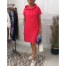Casual Solid Color Short Sleeve Pocket Hooded Dress for Women