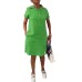 Casual Solid Color Short Sleeve Pocket Hooded Dress for Women