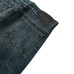 Washed vintage cat whiskers deep blue micro flared jeans