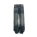Washed vintage cat whiskers deep blue micro flared jeans