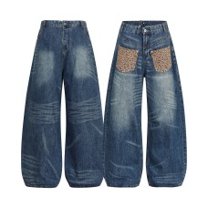 Deconstructing Embroidered Loose Casual Bent Knife Jeans