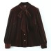 Long Sleeve Coffee Velvet Shirt for Women