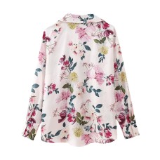 Elegant Long Sleeve Loose Casual Satin Feel Shirt for Women