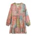 Chic Long Sleeve Loose Printed Patchwork Dress for Women