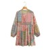 Chic Long Sleeve Loose Printed Patchwork Dress for Women