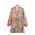 Chic Long Sleeve Loose Printed Patchwork Dress for Women