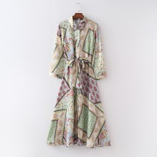Long Color-Blocked Belted Maxi Dress for Women Long Color-Blocked Belted Maxi Dress for Women