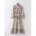 Long Color-Blocked Belted Maxi Dress for Women
