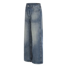 Color blocking wash gradient denim pants