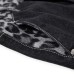 Leopard print spliced denim pants with waistband