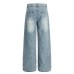 Graffiti letter print washed denim wide leg