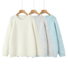 Round neck long sleeved loose pullover sweater top