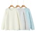 Round neck long sleeved loose pullover sweater top