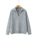 Collar long sleeved solid color pullover sweater