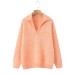 Collar long sleeved solid color pullover sweater