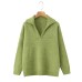 Collar long sleeved solid color pullover sweater