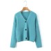 Single breasted V-neck long sleeved sweater cardigan jacket
