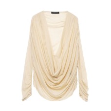 Flat pleated long sleeved solid color T-shirt Flat pleated long sleeved solid color T-shirt