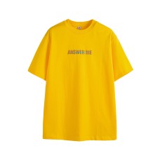 Japanese Style Letter Print Design Short Sleeve Round Neck Casual Loose Unisex T-Shirt