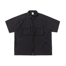 Streetwear Japanese Style Outdoor 3D Large Pocket Loose Fit Short Sleeve Utility Shirt Men