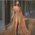Chic Asymmetric Shoulder Slit Long Dress for Women with Sequins and Strap Detailing, Evening Gown, Formal Wear