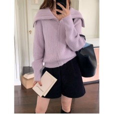 Oversized Loose Knit Sweater Coat with Large Turn-down Collar