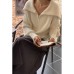 Oversized Loose Knit Sweater Coat with Large Turn-down Collar