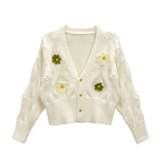 Chic Lightweight Knit Cardigan for Women, V-Neck, Short Length