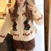 Rabbit Jacquard Lapel Zip-Up Knit Cardigan for Women