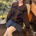 Rabbit Jacquard Lapel Zip-Up Knit Cardigan for Women