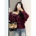 Lazy V-neck Sweater with Batwing Sleeves