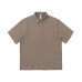 Unisex Relaxed Fit Short Sleeve Button-Down Shirt with Pockets and Stripe Pattern for Men