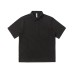 Unisex Relaxed Fit Short Sleeve Button-Down Shirt with Pockets and Stripe Pattern for Men