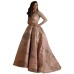 Elegant Gold-Embossed Long Dress with Wide Sleeves for WomenParty Evening Gown