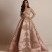 Elegant Gold-Embossed Long Dress with Wide Sleeves for WomenParty Evening Gown