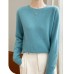 Chic Solid Color Knitted Sweater for Women, Round Neck, Pineapple Pattern