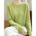 Chic Solid Color Knitted Sweater for Women, Round Neck, Pineapple Pattern