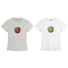 Retro Love Apple Printed Shoulder Short sleeved T-shirt