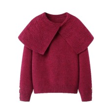 Style Oversized Loose Slimming Turn-down Collar Women's Knitwear Top