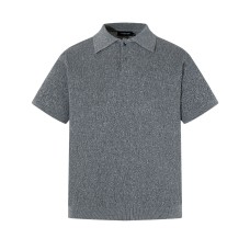 Solid-colored textured knit short sleeves