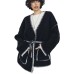 Knitted Cardigan with Tie-Up Detail, Loose Fit, Color-Blocking Sweater