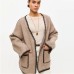 Knitted Cardigan with Tie-Up Detail, Loose Fit, Color-Blocking Sweater