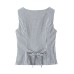 Striped waist cinched sleeveless top